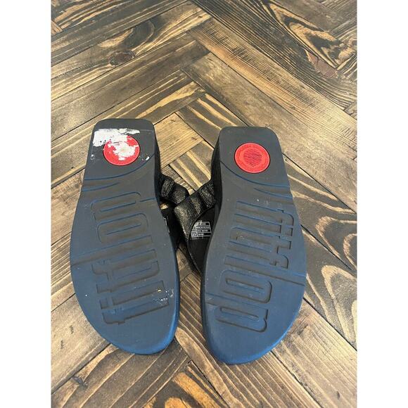 Fitflop Platform Thong Flip Flop Sandals Women 8 Neutral Black Summer Beachy - Picture 3 of 8